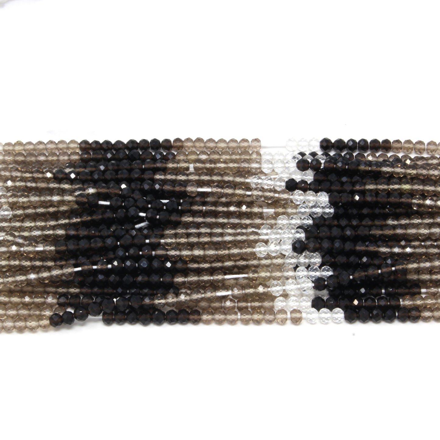 Ombre Smoky Quartz 3mm Faceted Rondelles