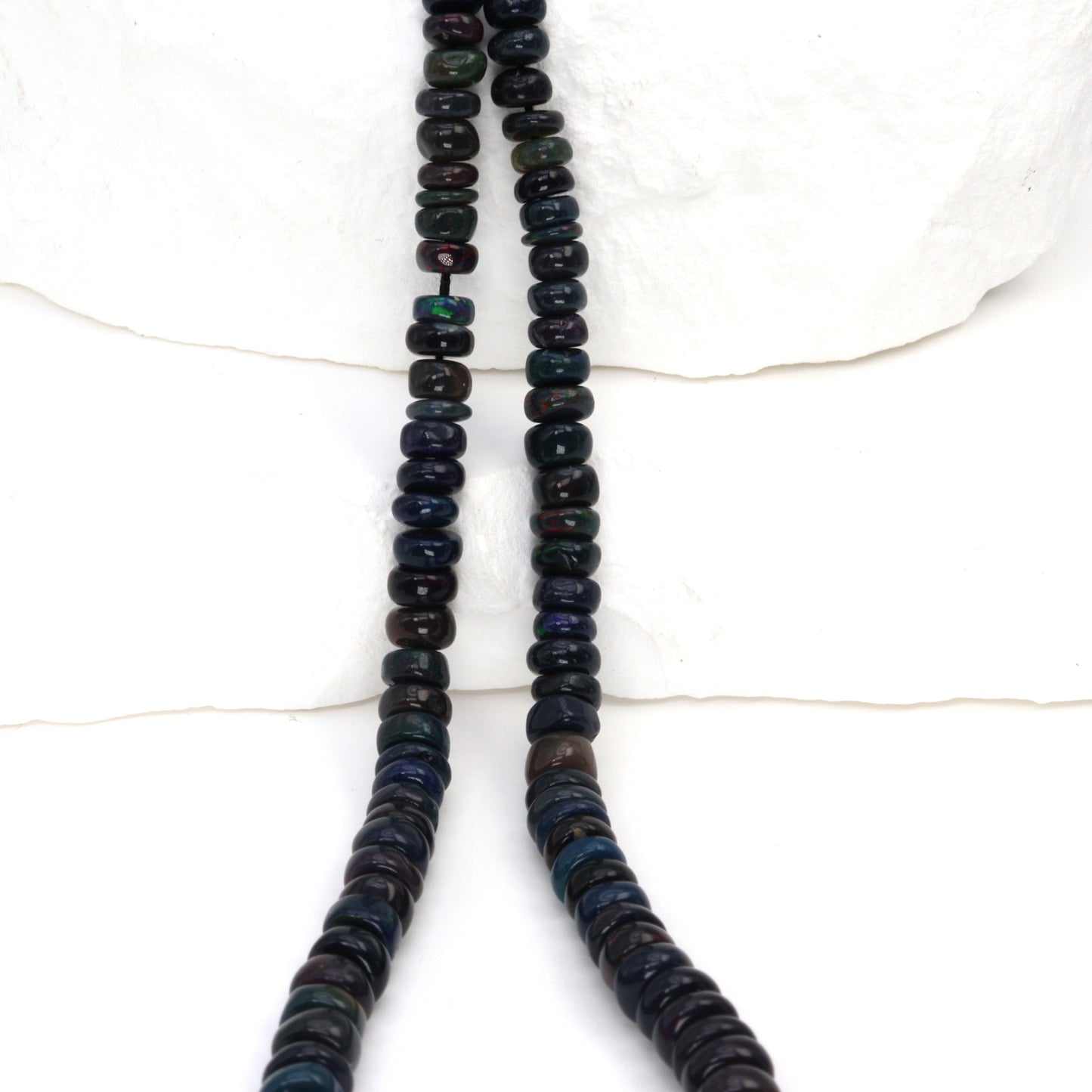 Black Ethiopian Opal 4mm Smooth Rondelles Bead Strand