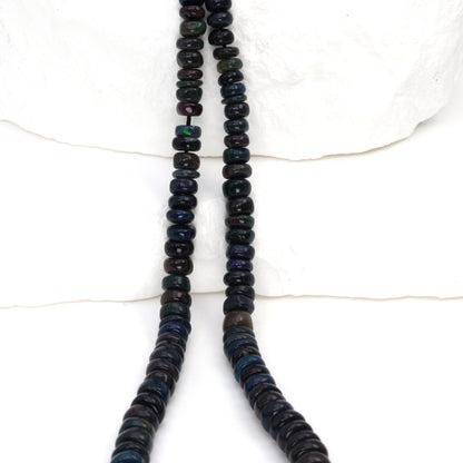 Black Ethiopian Opal 4mm Smooth Rondelles Bead Strand