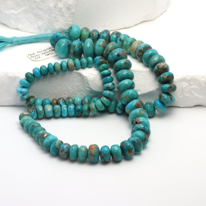 Natural Blue and Black Turquoise 6mm Faceted Rondelles
