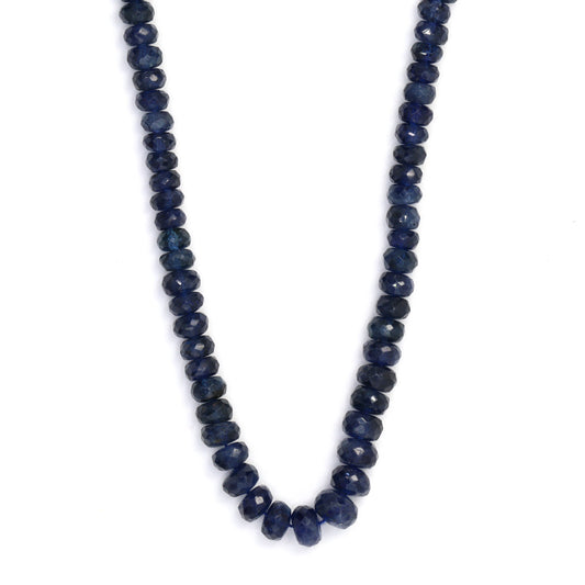 Navy Blue Sapphire 3mm - 5mm Hand Faceted Rondelles Bead Strand