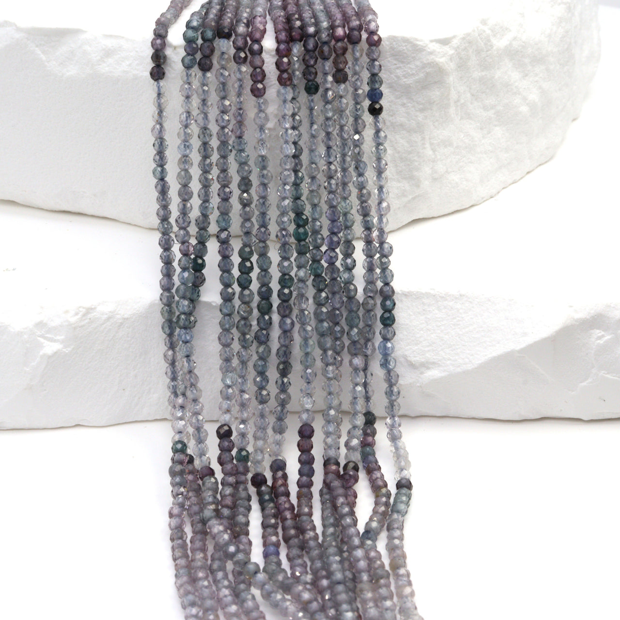 Ombre Blue Spinel 2mm Faceted Rounds