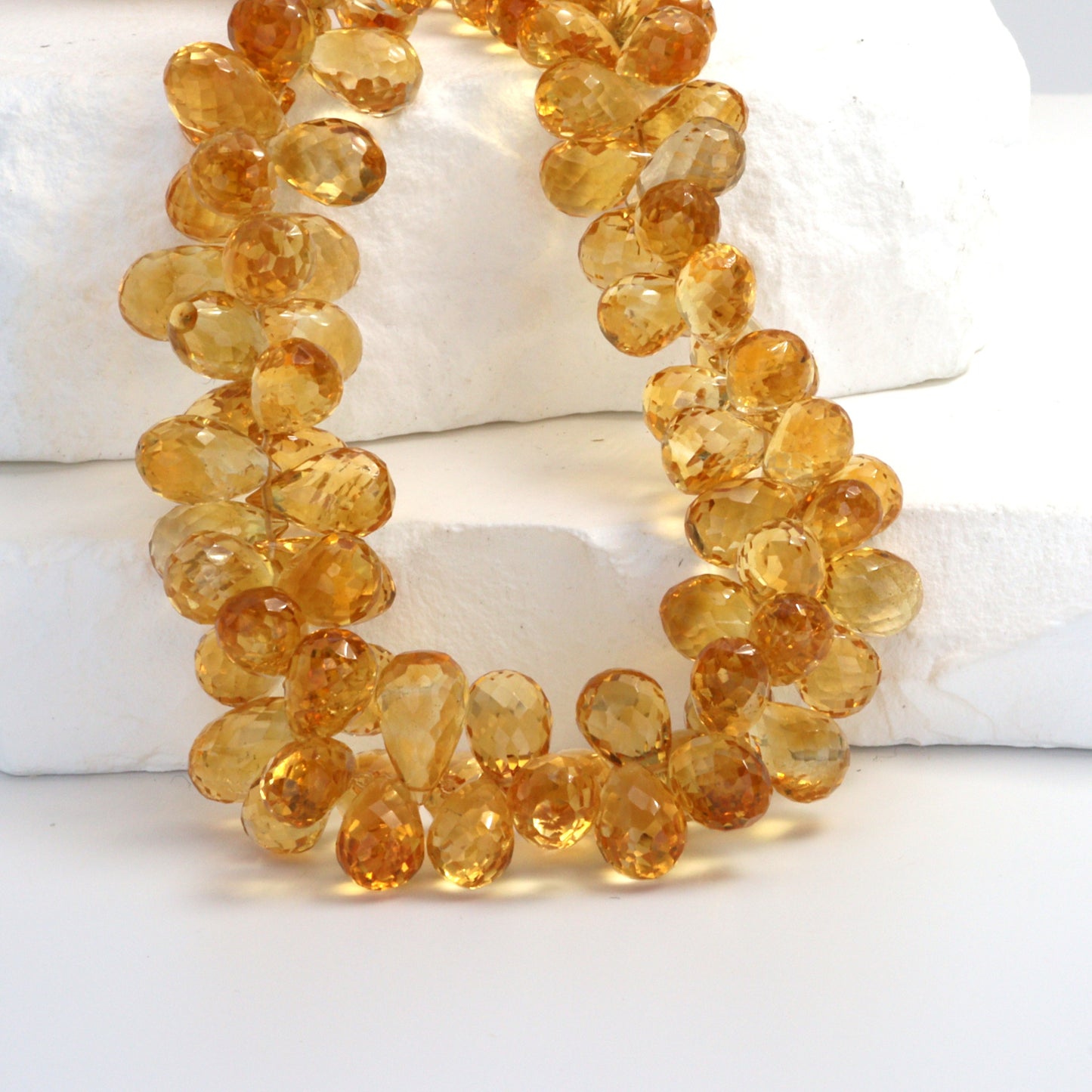 Yellow Citrine 9x6mm Faceted Teardrop Briolettes
