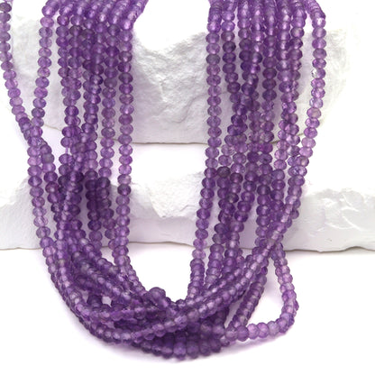 Pink Amethyst 3mm Faceted Rondelles Bead Strand