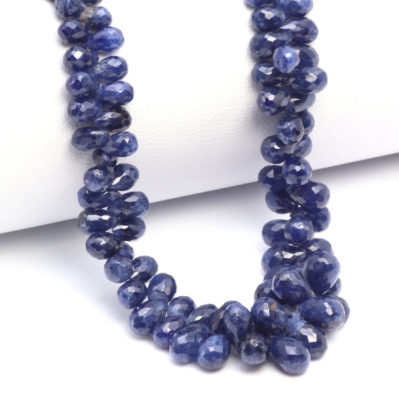 Royal Blue Sapphire 5x3mm - 6x4mm Faceted Teardrop Briolettes Bead Strand