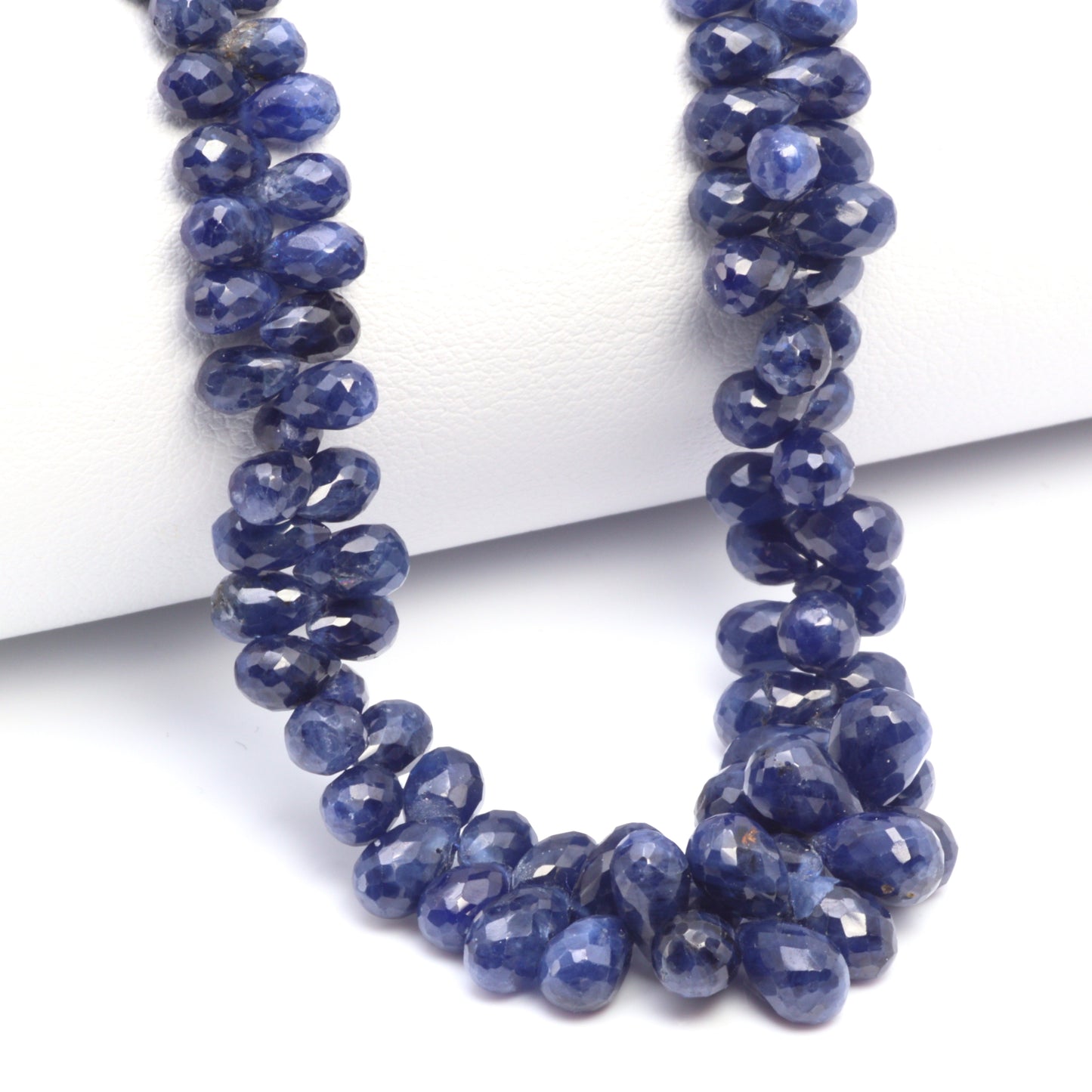 Royal Blue Sapphire 5x3mm - 6x4mm Faceted Teardrop Briolettes Bead Strand