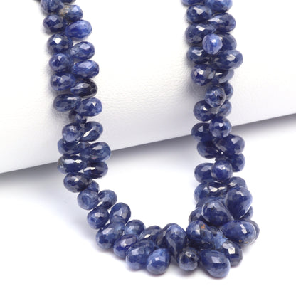 Royal Blue Sapphire 5x3mm - 6x4mm Faceted Teardrop Briolettes Bead Strand