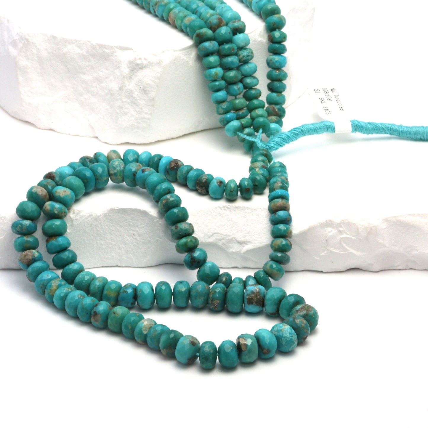 Natural Blue-Green Turquoise 5mm Faceted Rondelles