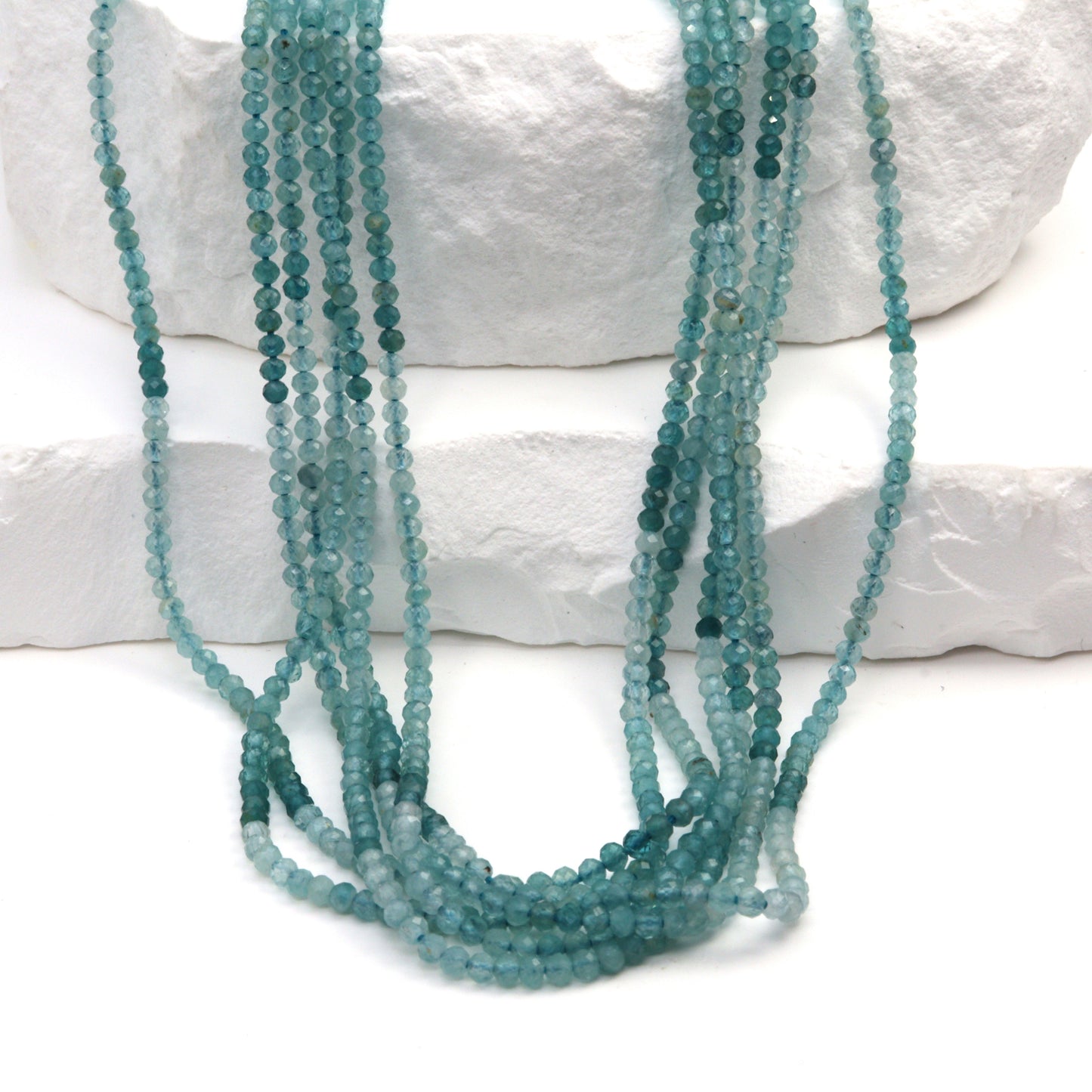 Ombre Blue Grandiderite 2mm Faceted Rondelles