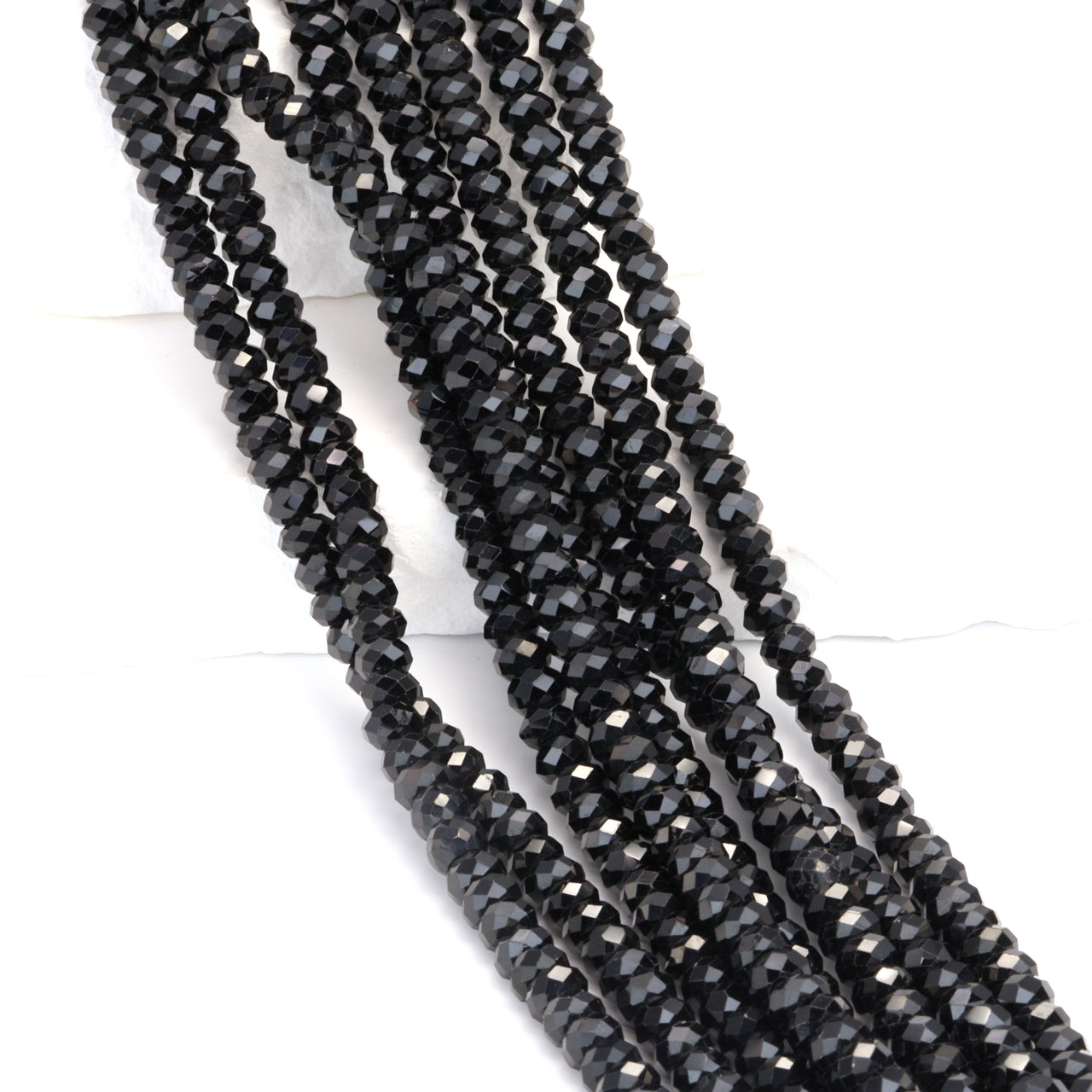 Black Spinel 5mm Faceted Rondelles