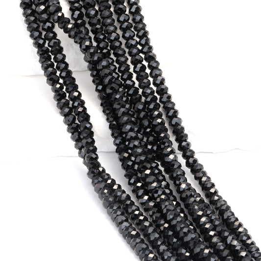 Black Spinel 5mm Faceted Rondelles