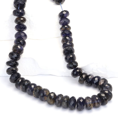 Blue Iolite 10mm Faceted Rondelles Bead Strand