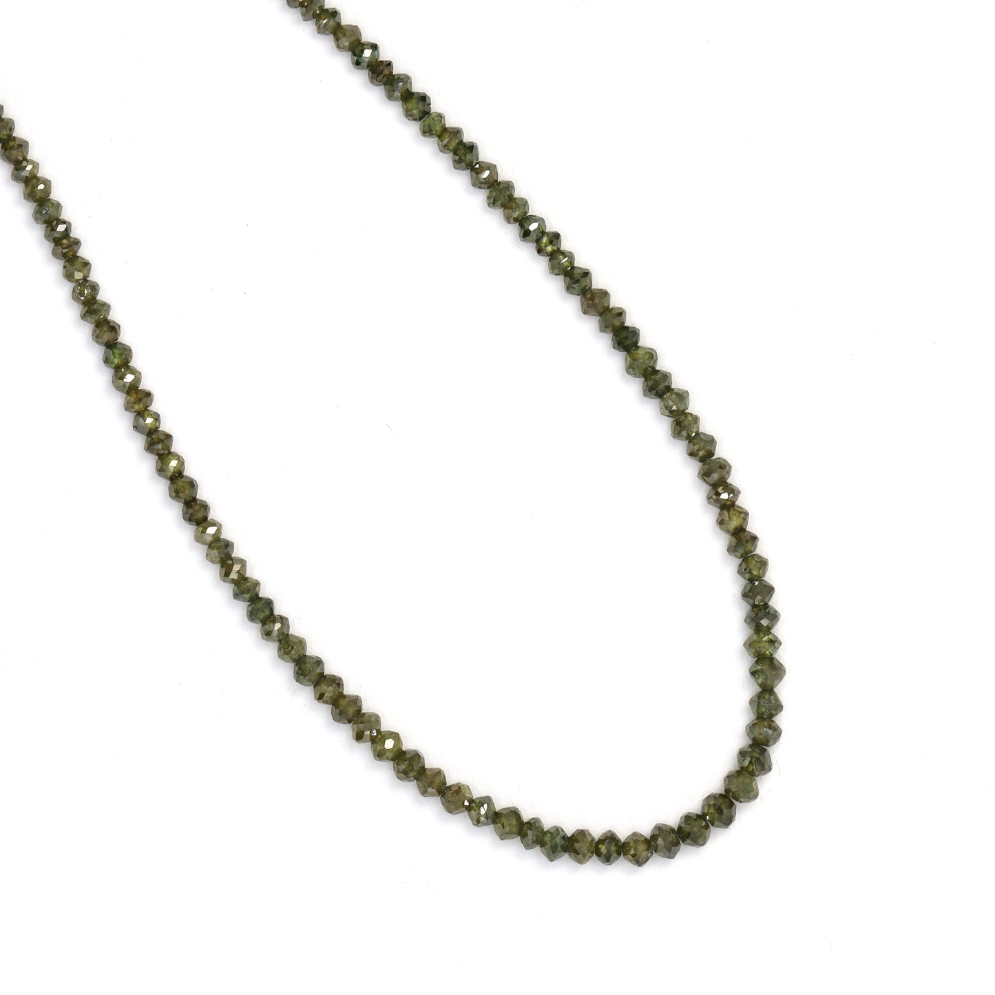 Green Diamond 1.8mm - 2.6mm Hand Faceted Rondelles Bead Strand