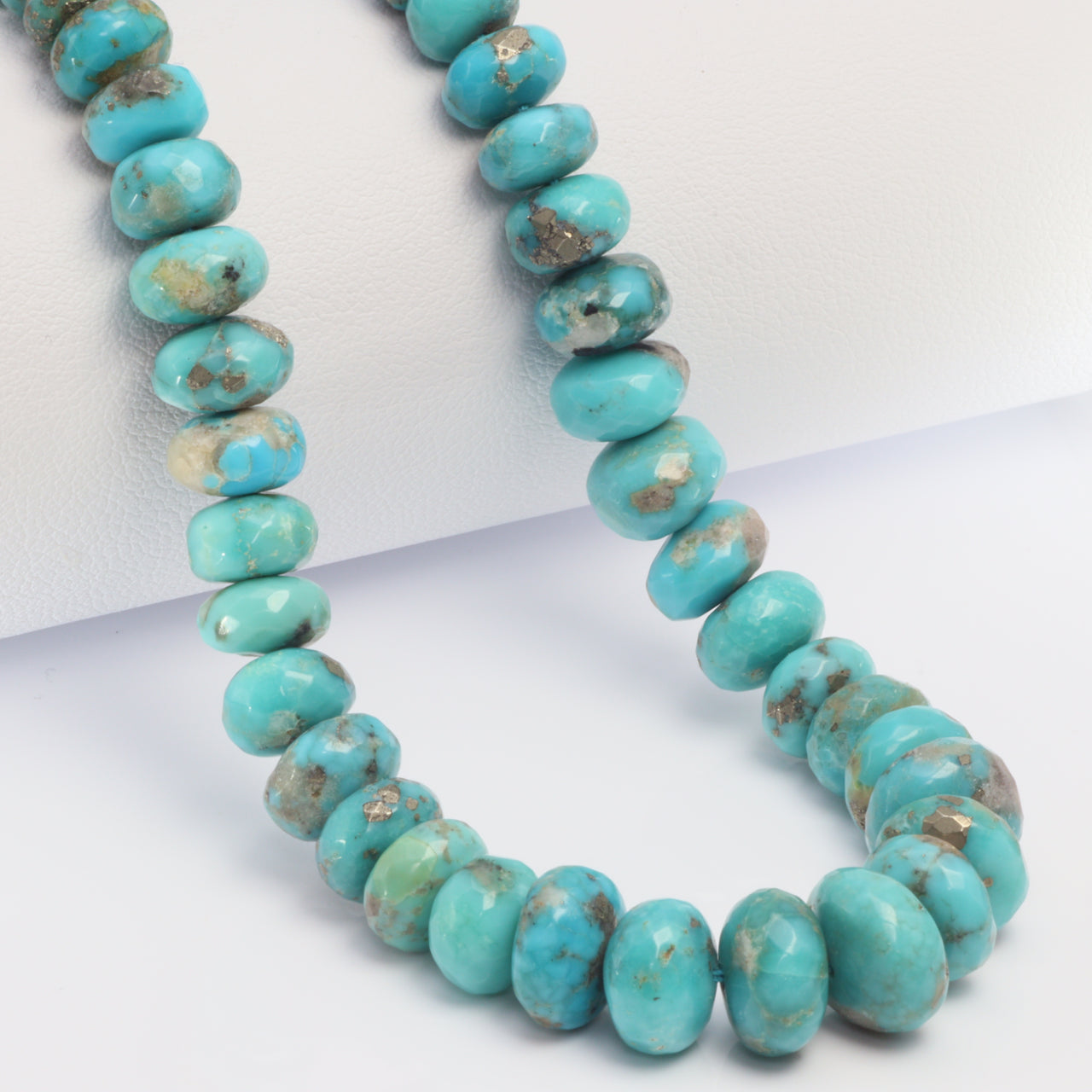 Natural Blue and Black Turquoise 6mm Faceted Rondelles