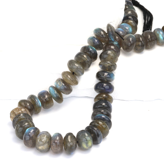 Blue Labradorite 12mm Smooth Rondelles Bead Strand