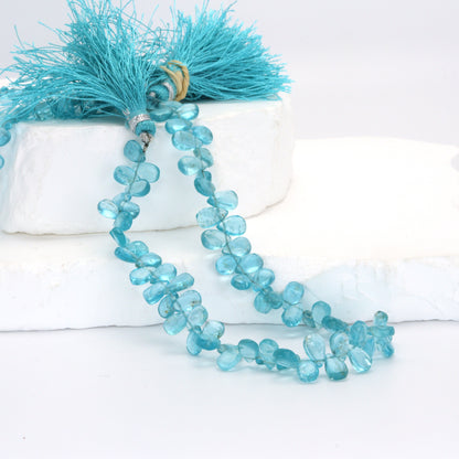 Sea Blue Apatite 7x4mm Smooth Pear Shaped Briolettes