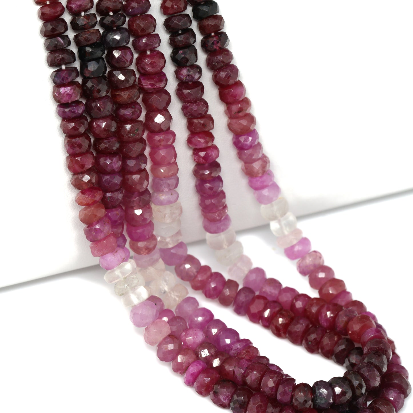 Ombre Red and Pink Ruby 5mm Faceted Rondelles Bead Strand
