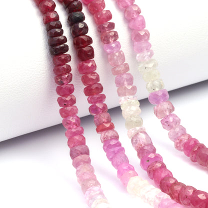 Ombre Red and Pink Ruby 4mm Faceted Rondelles