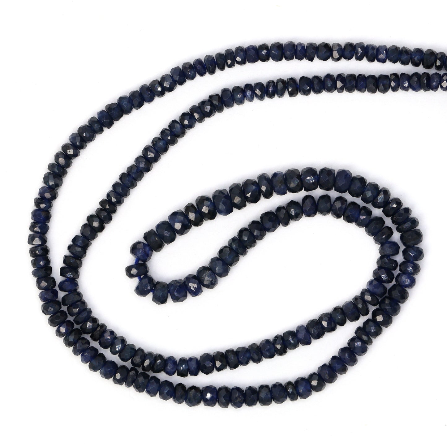 Navy Blue Sapphire 2.5mm - 3.6mm Hand Faceted Rondelles Bead Strand