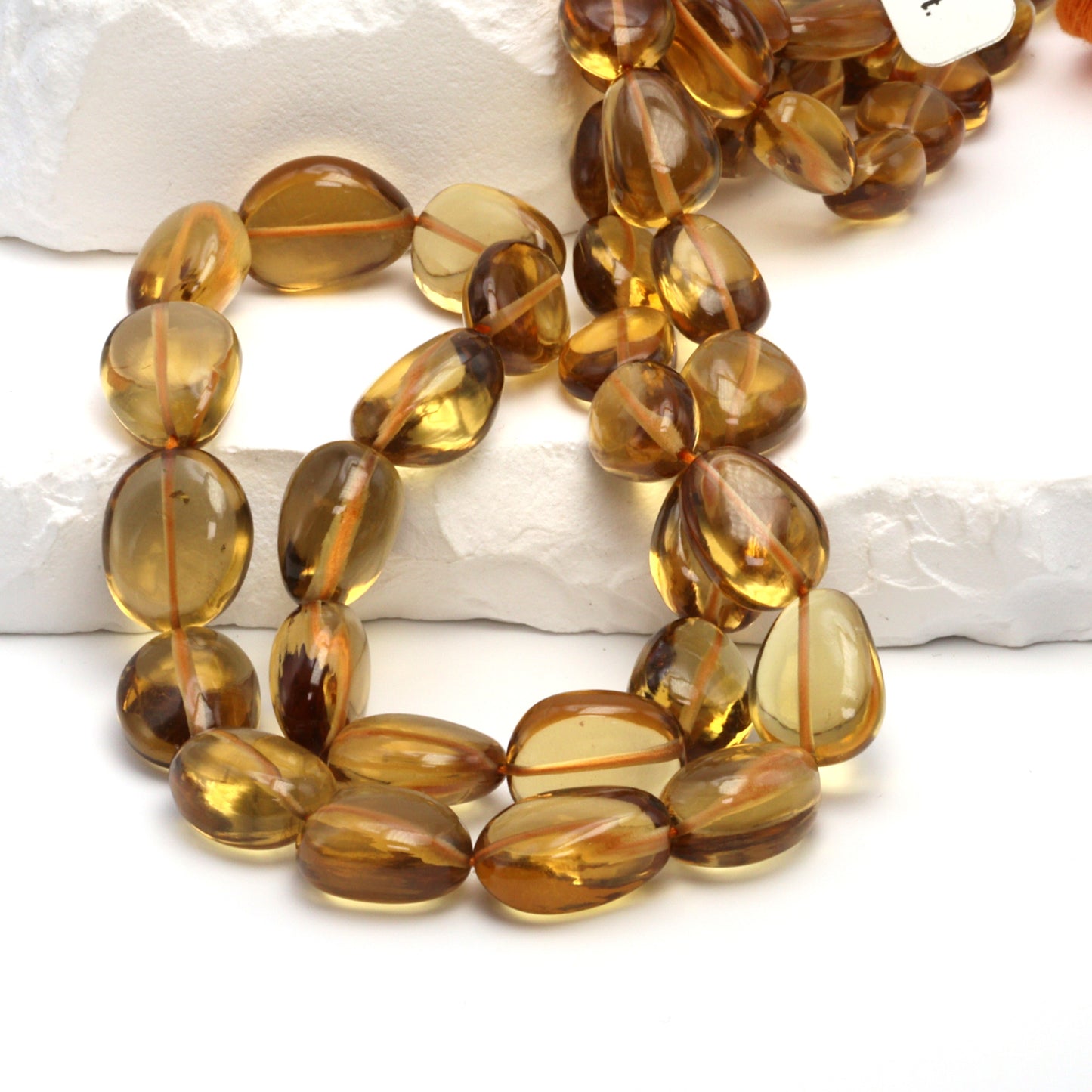 Honey Citrine 14x10mm - 18x15mm Smooth Nuggets Bead Strand