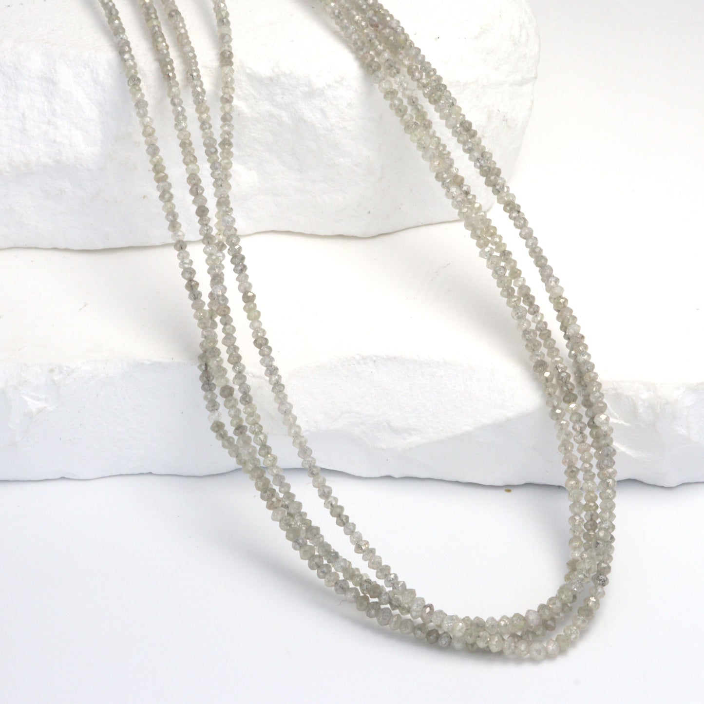 Gray Diamond 1.9mm - 2.2mm Faceted Rondelles Bead Strand