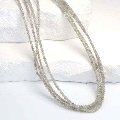 Gray Diamond 1.9mm - 2.2mm Faceted Rondelles Bead Strand