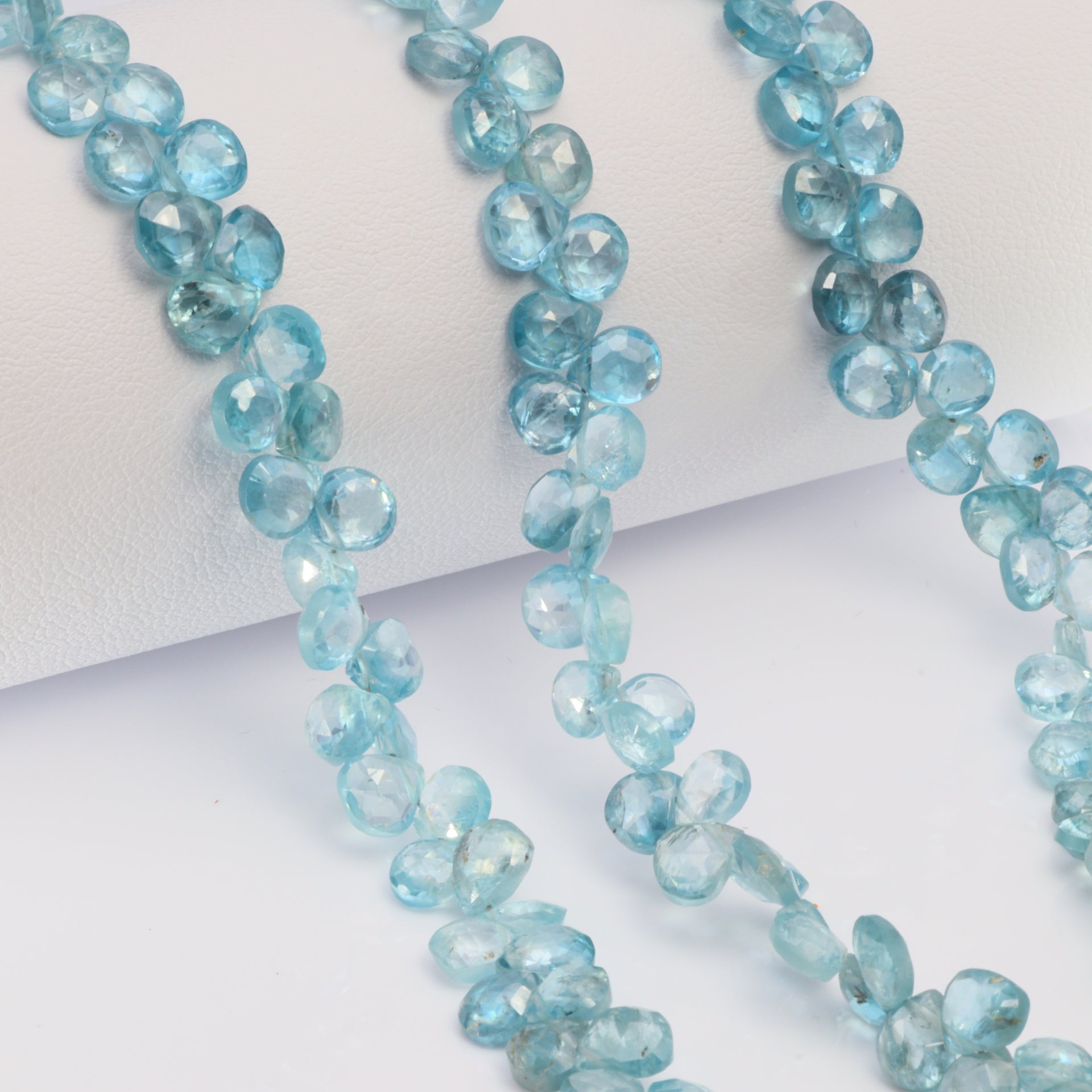 Blue Zircon 5mm Faceted Heart Shaped Briolettes 2072