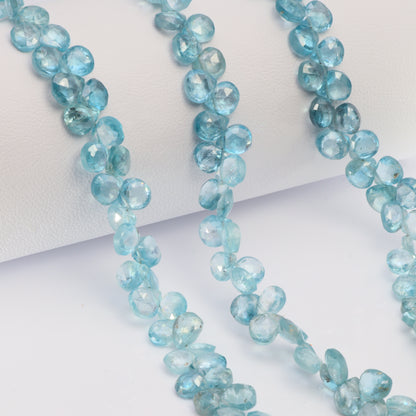 Blue Zircon 5mm Faceted Heart Shaped Briolettes
