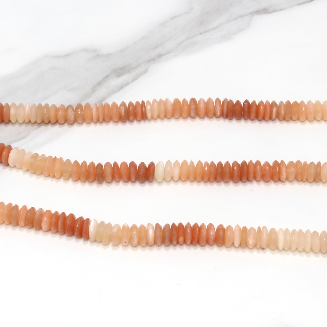 Ombre Peach Moonstone 7mm German Cut Faceted Rondelles