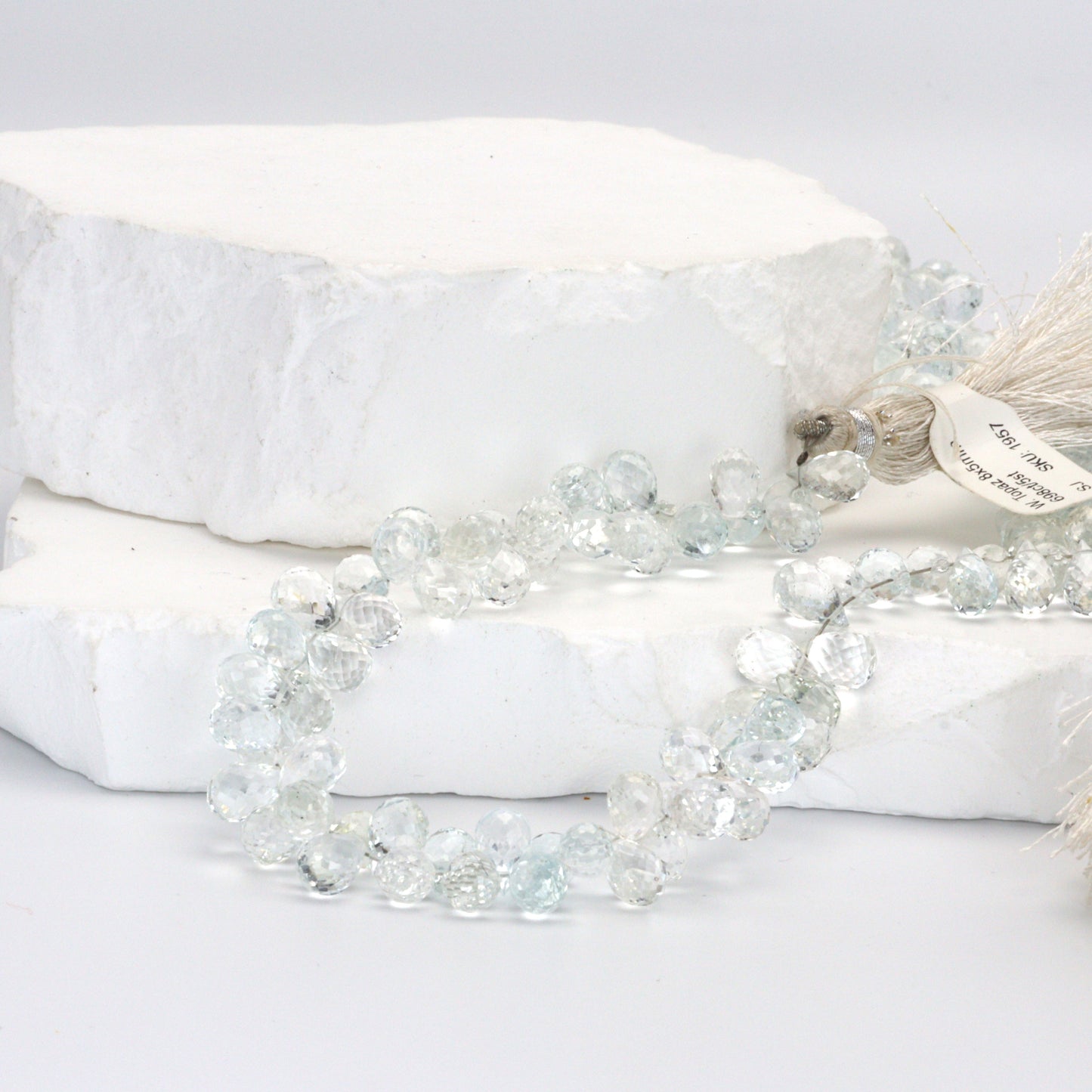 White Topaz 8x5mm Faceted Teardrop Briolettes