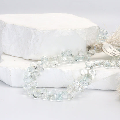 White Topaz 8x5mm Faceted Teardrop Briolettes