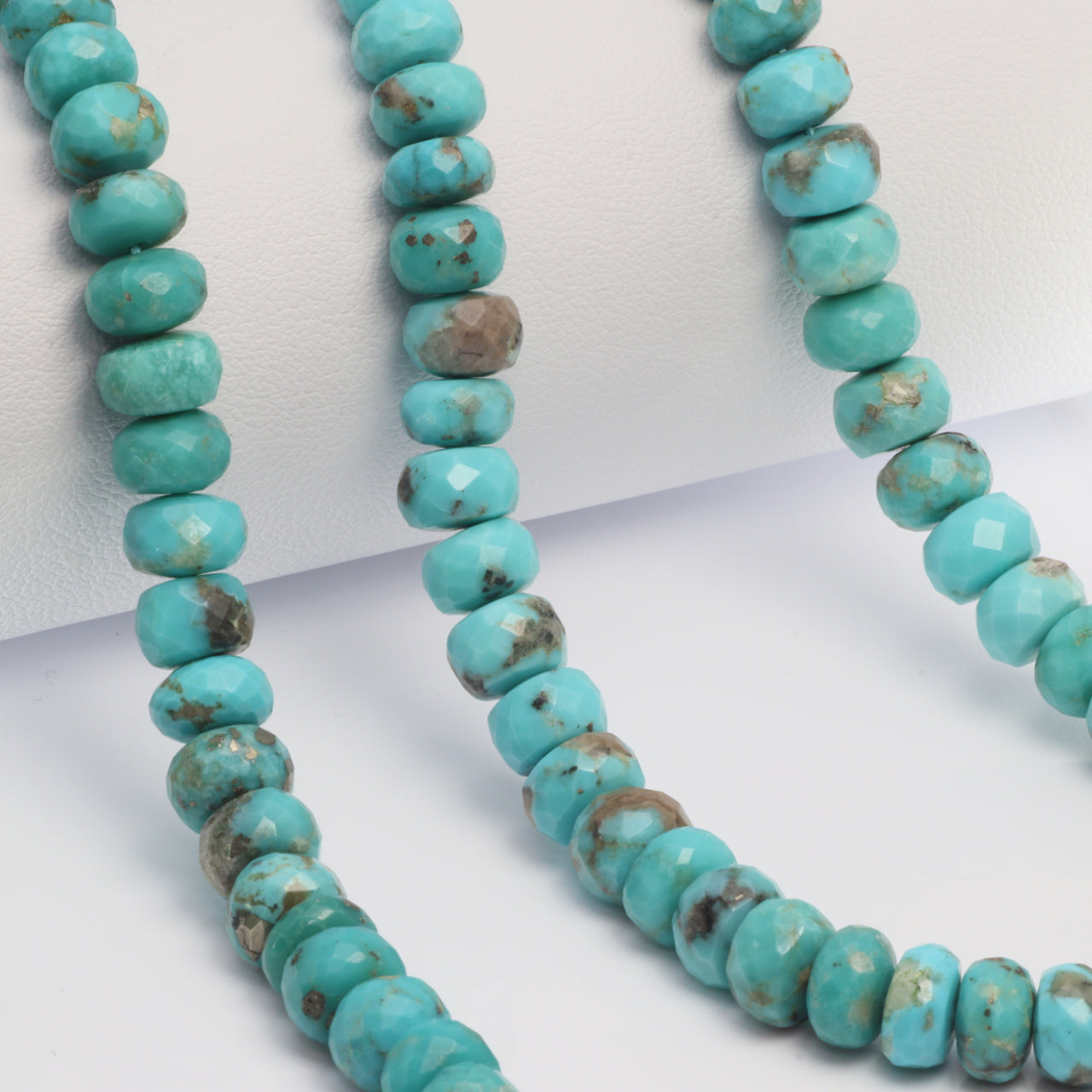 Natural Blue and Black Turquoise 6mm - 7.5mm Faceted Rondelles Bead Strand