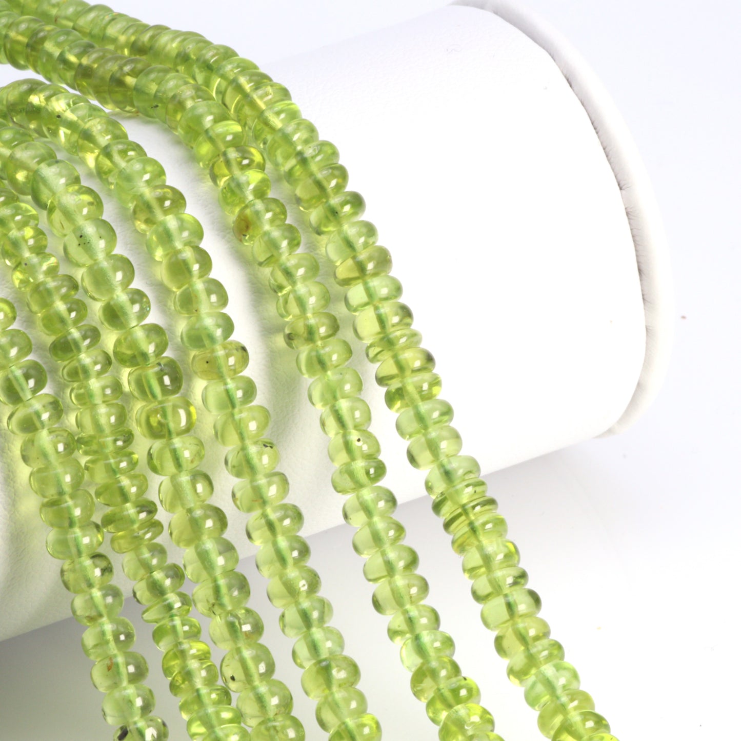 Green Peridot 4.5mm Smooth Rondelles Bead Strand
