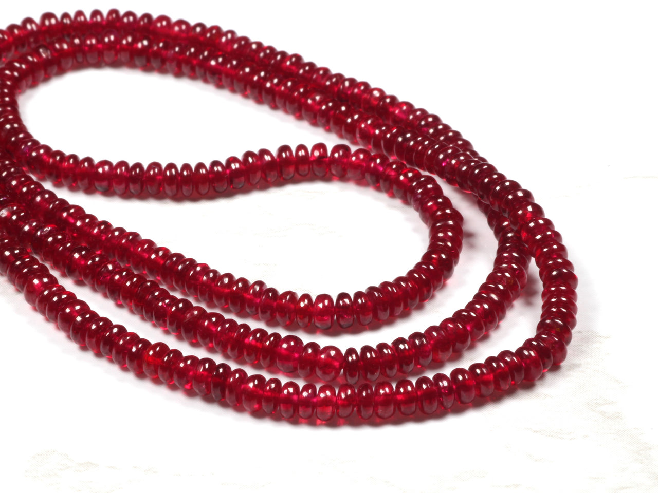 AAA Red Ruby 3mm Smooth Rondelles Bead Strand