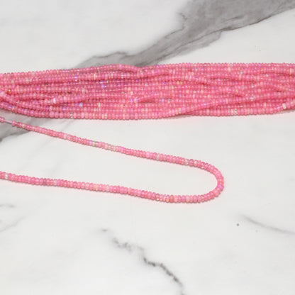 Pink Ethiopian Opal 4mm Smooth Rondelles Bead Strand