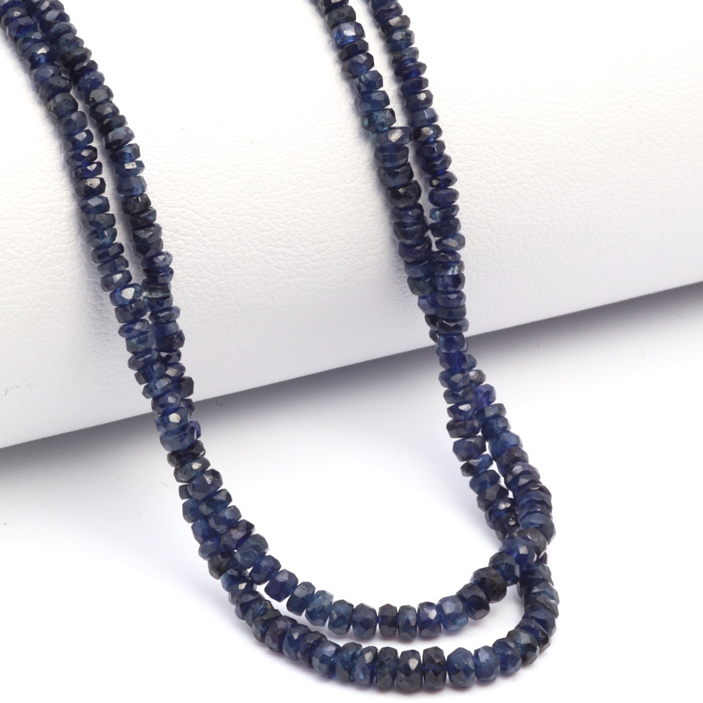 Navy Blue Sapphire 2.5mm Hand Faceted Rondelles Bead Strand