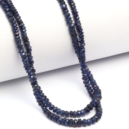 Navy Blue Sapphire 2.5mm Hand Faceted Rondelles Bead Strand