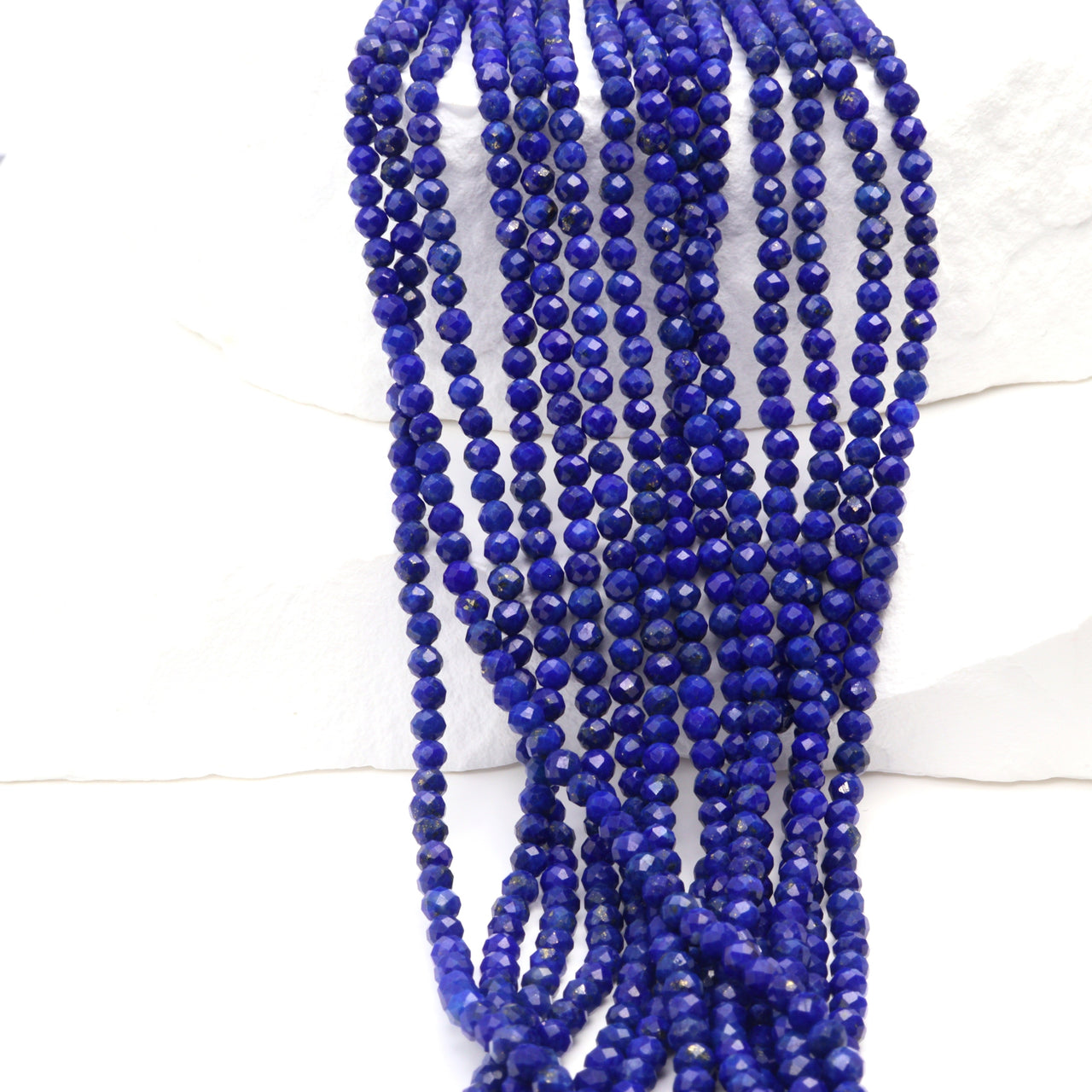 Royal Blue Lapis Lazuli 2.5mm Faceted Rounds Bead Strand