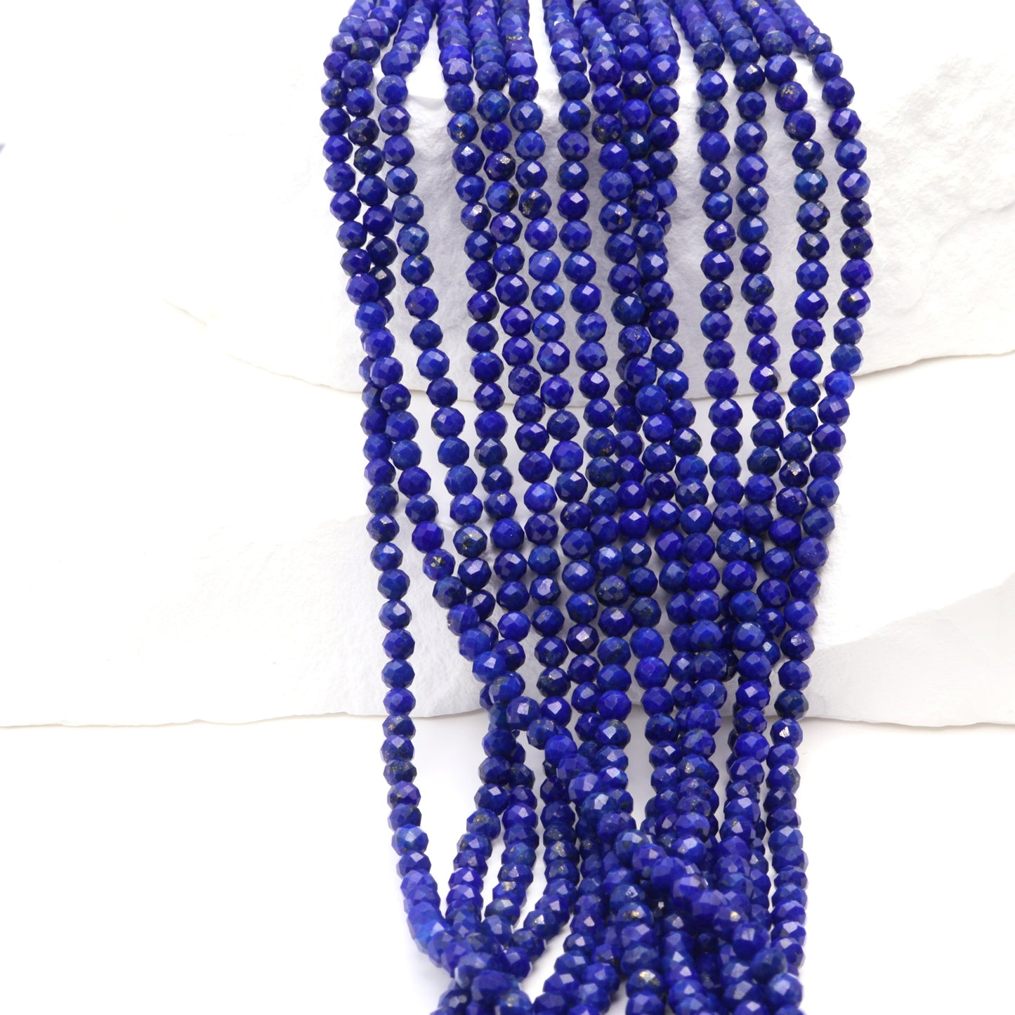 Royal Blue Lapis Lazuli 2.5mm Faceted Rounds Bead Strand