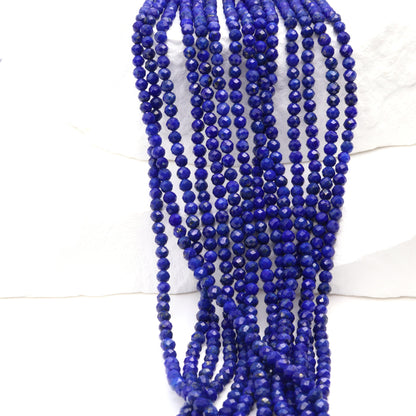 Royal Blue Lapis Lazuli 2.5mm Faceted Rounds Bead Strand