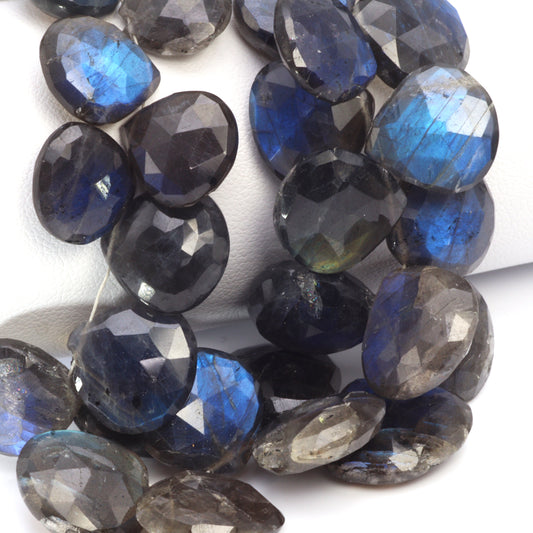AA Dark Blue Labradorite 12mm Faceted Heart Shaped Briolettes