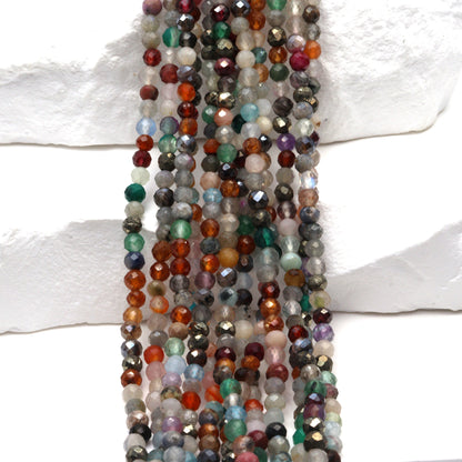 Rainbow Multi Semi Precious 3mm Faceted Rounds