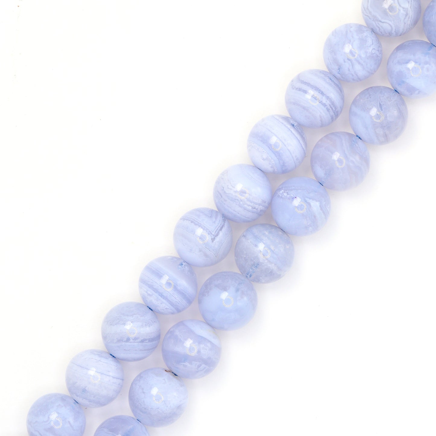 Blue Lace Agate 10mm Smooth Rounds Bead Strand