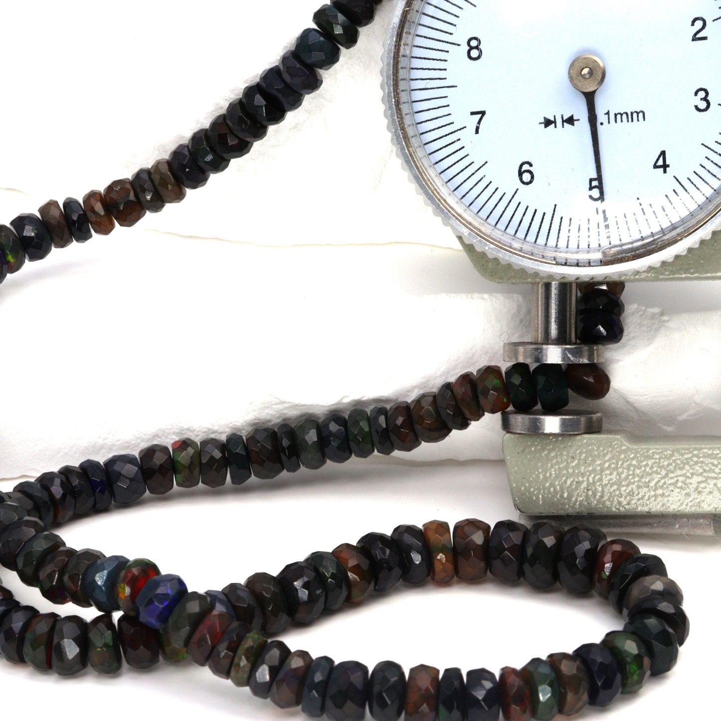 Black Ethiopian Opal 4mm - 5.5mm Hand Faceted Rondelles Bead Strand