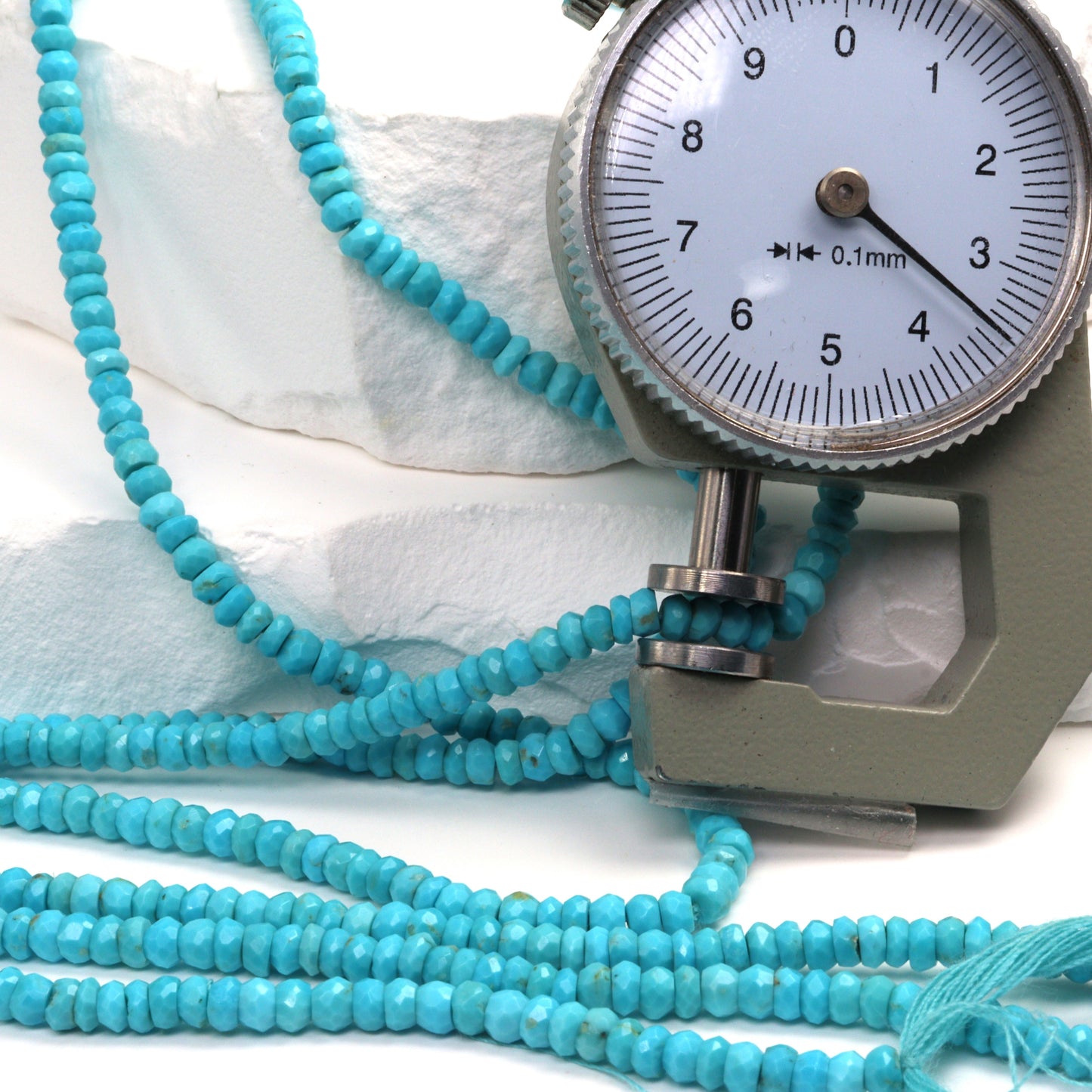 Natural Blue Turquoise 3.5mm Hand Faceted Rondelles Bead Strand