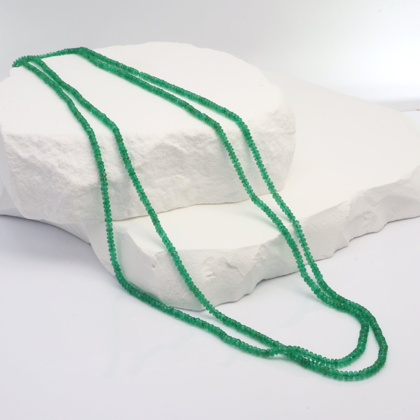 Green Emerald 2mm - 2.5mm Smooth Rondelles Bead Strand