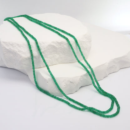 Green Emerald 2mm - 2.5mm Smooth Rondelles Bead Strand