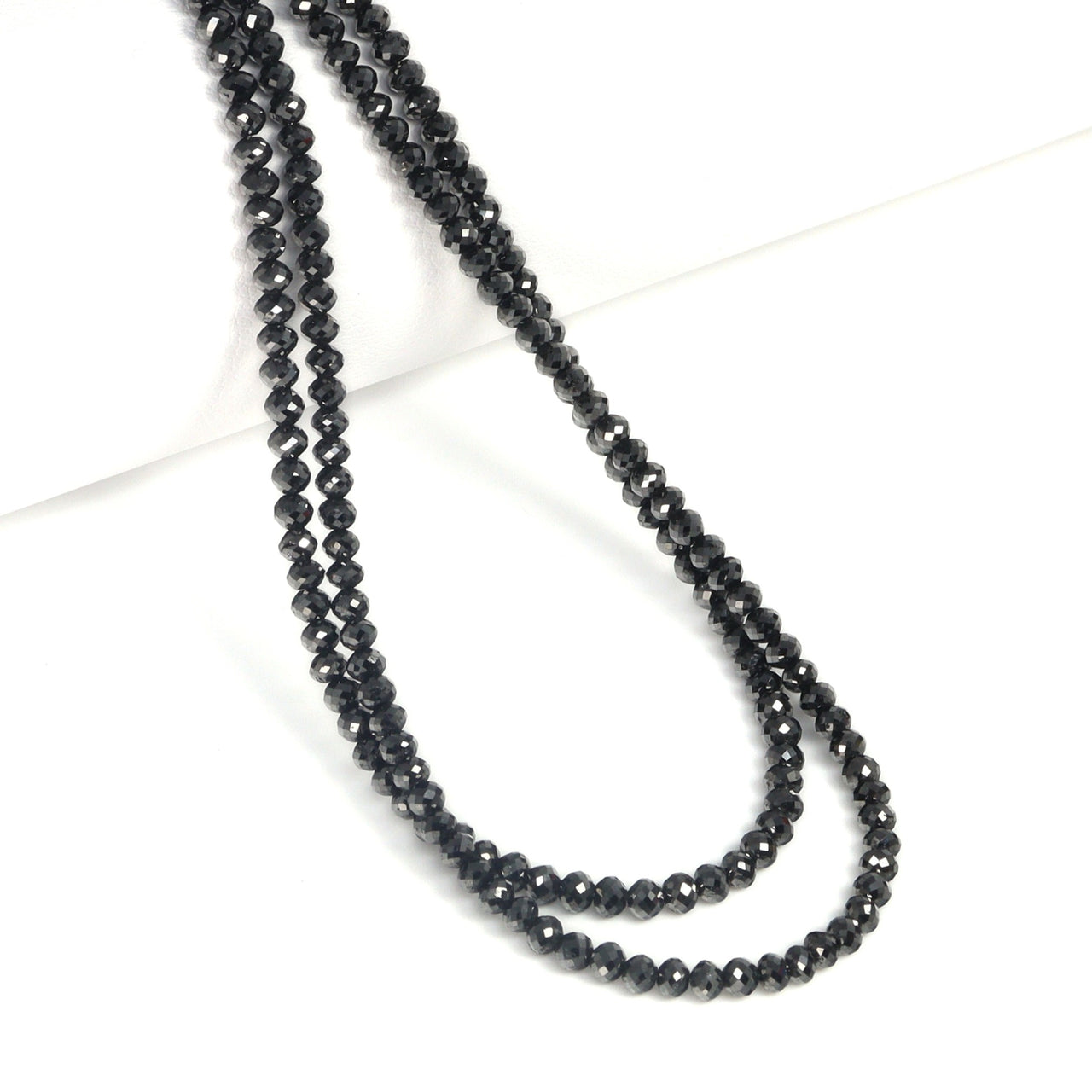 Black Diamond 3mm Hand Faceted Rondelles Bead Strand
