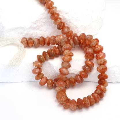 Brown Sunstone 8mm Faceted Rondelles Bead Strand