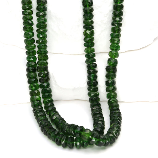 Green Chrome Diopside 5mm Faceted Rondelles Bead Strand